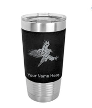 Load image into Gallery viewer, Black leatherette wrapped stainless steel tumbler | Stylish black tumbler with leatherette wrap | Stainless steel tumbler with black leatherette finish | Customizable leatherette tumbler in black | Black tumbler with leatherette design
