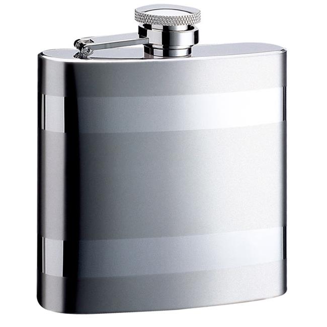 6 oz 2 Tone  Stainless Steel Flask with Shiny Stripe Border