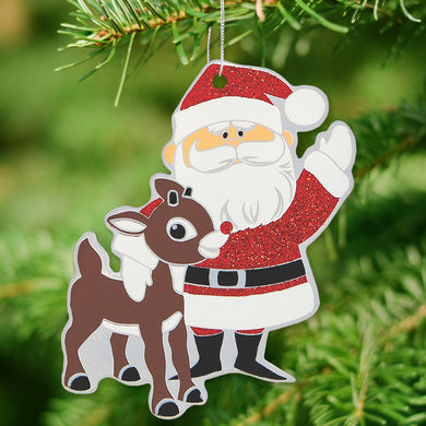 Rudolph the Red-Nosed Reindeer & Santa Ornament | Xmas gifts online in Canada | Xmas gifts in Winnipeg | Winnipeg gift store | Canada gift store | Xmas gift store in Winnipeg | Engraver in Winnipeg